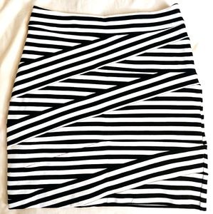 Express Mini Skirt Black and White Stripes